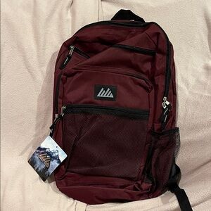 Burgundy Backpack with Logo Patch